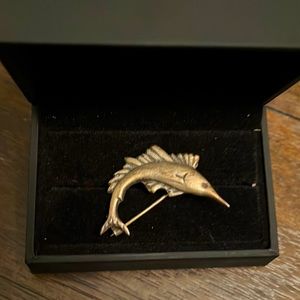 Vintage Silver Marlin brooch pin made in Mexico